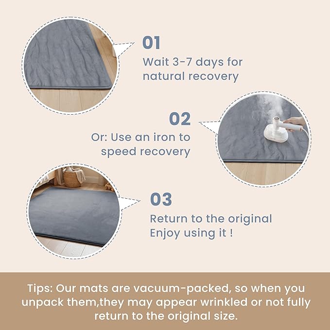 ACOMOPACK 1.3" Thick Baby Play Mat for Floor 59x71-Large Water-Repellent&Non-Slip Memory Foam Mat for Kids,Toddlers,Soft Velvet Nursery Rug for Tummy Time&Crawling,Yoga,Tatami Style(Grey)