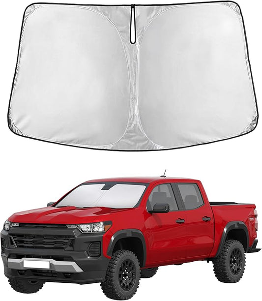 EcoNour Windshield Sun Shade Compatible for Chevrolet Colorado 2023–2026 | Pickup Truck Front Window Sunshade | Foldable Sun Visor Protector | UV & Heat Blocking | Keeps Interior Cool