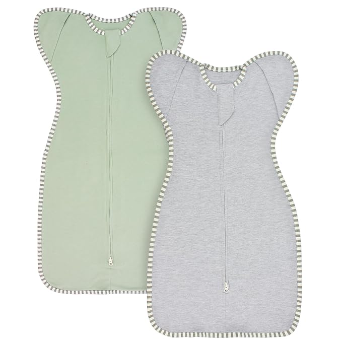 Baby Swaddles Sleep Sack Arms up Swaddle 6-9 Months, 2-Pack Baby Transitional Swaddle Sack with 2-Way Zipper Arms In/Out 100% Cotton 0.8Tog Sleep Swaddles for Boy Girl (Large 20-27lbs)