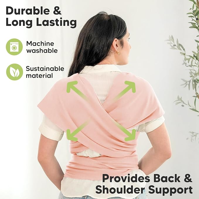 KeaBabies Baby Wrap Carrier - All in 1 Original Baby Carrier Newborn to Toddler Sling, Easy to Wear, Hands Free Bonding, Lightweight, Breathable Infant Wraps (Dusty Pink)