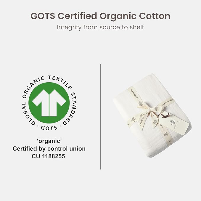 Bioweaves Organic Cotton Muslin Bassinet Sheet, GOTS Certified Extra Soft Fitted Sheet, Universal Fit for Oval Baby Bassinet Mattresses, 33" x 17", 4 Inch Pocket, White