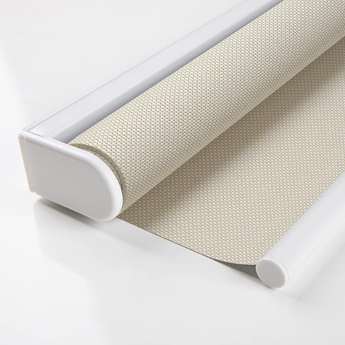 AOSKY Cordless Roller Shades for Windows Light Filtering Shades with 5% Openness Solar Screen Semi Sheer Roller Blinds UV Protection for Office and Home. Easy to Install 48" W x 72" H (Beige)