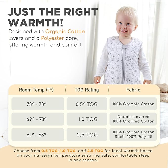 Mama Cheetah Toddler Sleep Sack with Feet 3T-4T, 2.5 TOG Organic Cotton Baby Sleeping Bag with Legs, Winter Baby Wearable Blankets for Early Walker L