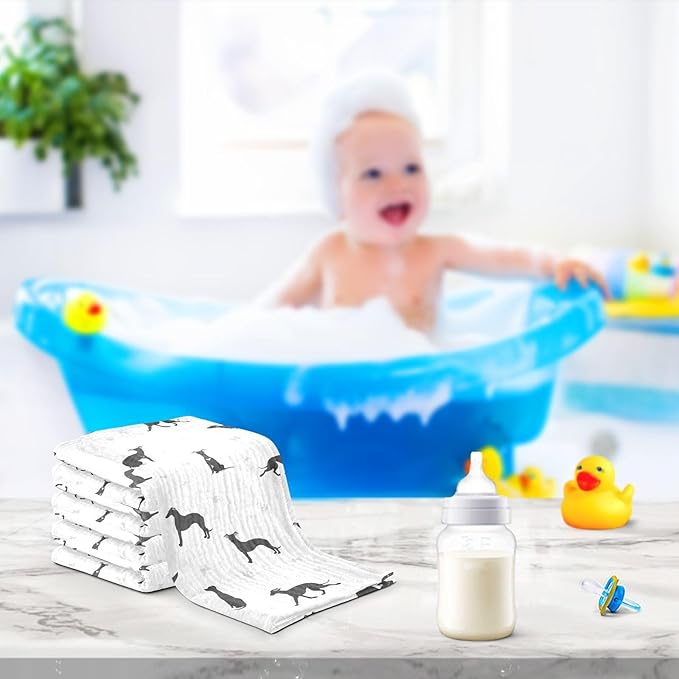 vvfelixl Baby Cotton Washcloths Whippet Dog Infants Bath Towel for Unisex Puppy Face Towels for Newborn, Natural Baby Wipes Delicate Skin, 11.8 X 11.8 inch, one sizex3