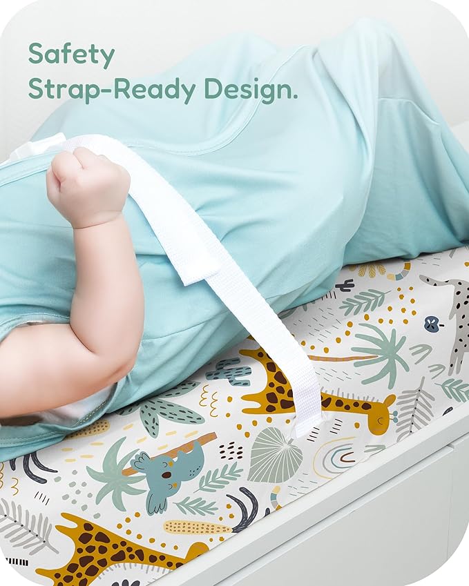 TotChill Extra Stretchy Changing Pad Cover, Ultra Soft Premium Jersey Knit Changing Pad Sheets, Unisex for Boys Girls, Fits All Standard Changing Tables/Dresser Tops - 2 Pack