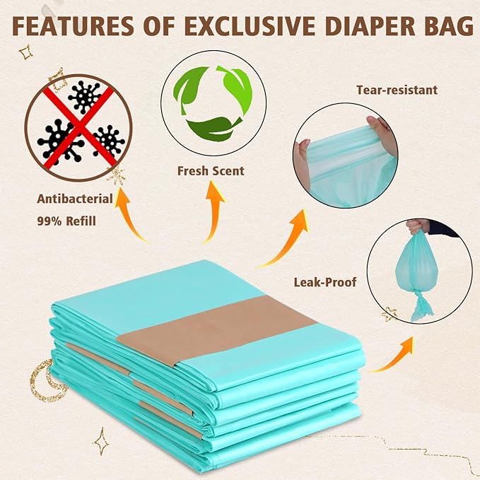 Sloyar Refills Compatible with DEKOR PLUS Diaper Pails/5 Pack/Versatile and Functional/Suitable for Seniors and Infants/Baby Powder Fragrance/Holds up to 2750 Diapers