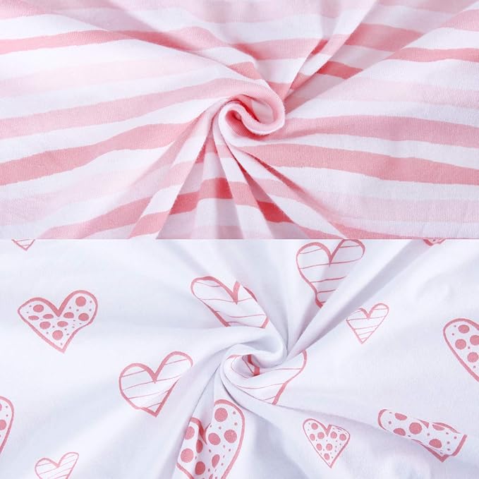 Bassinet Sheets Compatible with Babybond, Newton, Bcol, Bold and QUTANIX Baby Bassinet Bedside Sleeper, 2 Pack 100% Cotton Bassinet & Bedside Sleeper Sheets, Pink and White Print for Baby