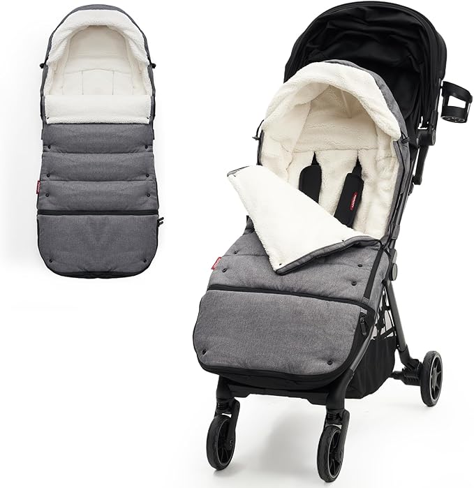 Momcozy Stroller Footmuff Universal | Easily Attaches to Most Strollers | Ultra-Plush,Weather-Proof | Deluxe Warm Stroller Bunting Bag | Extendable Stroller Cover for Winter | Adjustable Buckle
