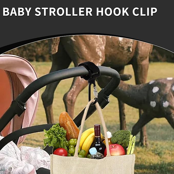 4 Pcs Walker Hook Hanging,Versatile Anti-Fall Off Stroller Hooks for Hanging Diaper Bags Walker Rollator Crutches Wheelchair, Purses, and Shopping, Hang It Anywhere You Need It(Black)
