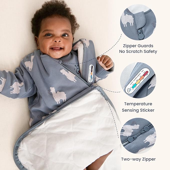 Unisex Sleeping Bag for Babies and Toddlers 1.0 Tog Sleep Sack 6-18 Months, Newborn Sleep Sack, Wearable Blanket Baby, One piece Long sleeves, Gifts for Baby