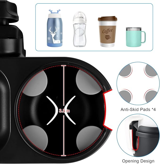 Accmor Stroller Cup Holder with Tray, Universal Cup Holder Tray for Uppababy Nuna Doona Strollers, Bottle Drinks Holder for Stroller, Wheelchair, Walker