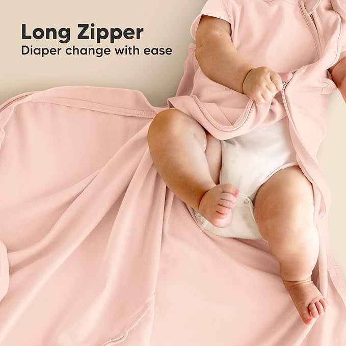 2-Pack Organic Baby Sleep Sacks, 100% Cotton - Soft & Breathable 0.5TOG Baby Wearable Blanket, Toddler Sleeping Sack 6-18 months, Easy to Wear Transitional Swaddles for Newborns,Infants(Mist Rose, M)