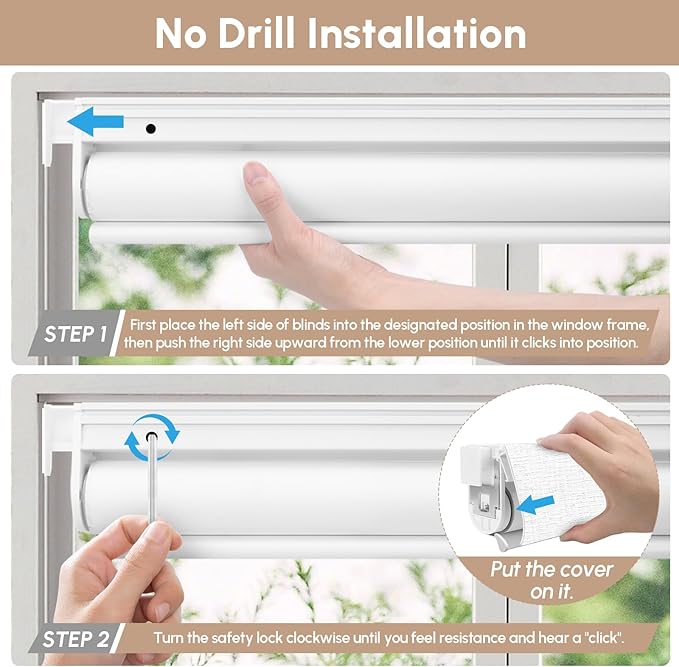 Kincmo No Drill Motorized Blinds with Remote, 100% Blackout Roller Shades for Windows, Custom Electric Blinds Compatible with Alexa, Apple Homekit, Google Home (100% Blackout Classic White)