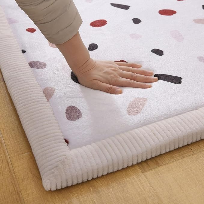 Hakuna Matte CloudSoft Baby Play Mat for Floor 60" x 80" Confetti – Coral Velvet Memory Foam Rug for Crawling & Cozy Play – Non-Slip, Water-Resistant, Easy-CareTummy Time Mat, Playmat for Playpen