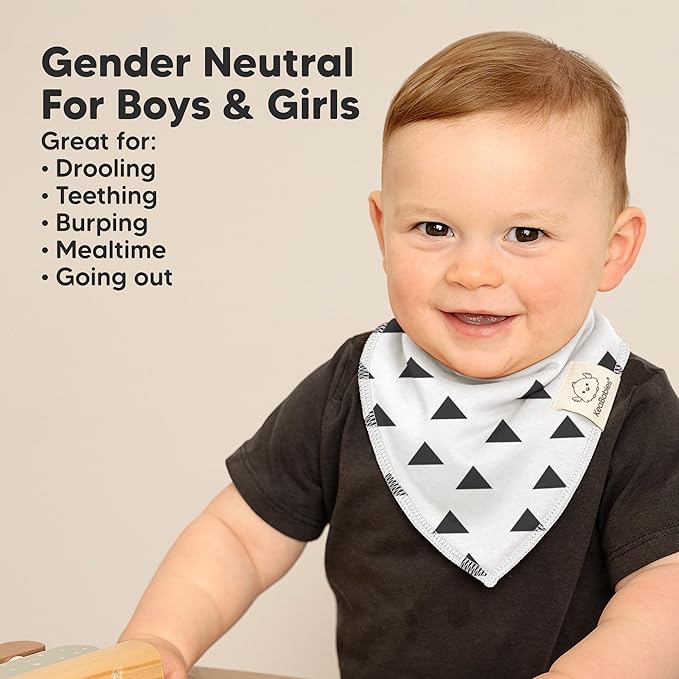 KeaBabies 8-Pack Organic Baby Bandana Bibs for Boys, Girls - Super Absorbent Triangle Baby Bibs for Drooling and Teething Infant, 100% Cotton Extra Soft for Newborn, Infant 0-36 Months (Crossroads)