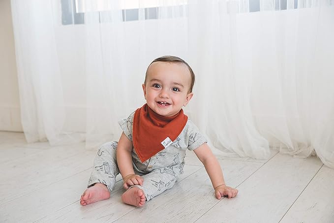 Copper Pearl 4 Pack Soft Cotton Baby Bibs for Drooling and Teething, Absorbent Drool Bibs for Baby Girl and Boy, Adjustable to Fit Newborns to Toddlers, Tons of Styles (Ridge)