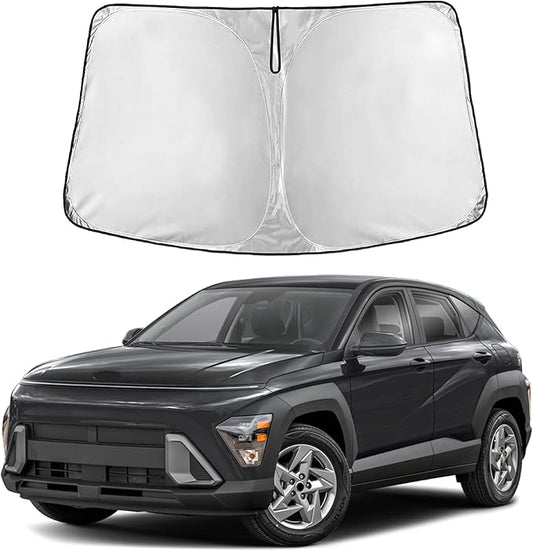 EcoNour Windshield Sun Shade for Hyundai Kona 2024–2026 | Front Window Sunshade | Foldable Car Sun Protector | Blocks UV Rays & Keeps Interior Cooler