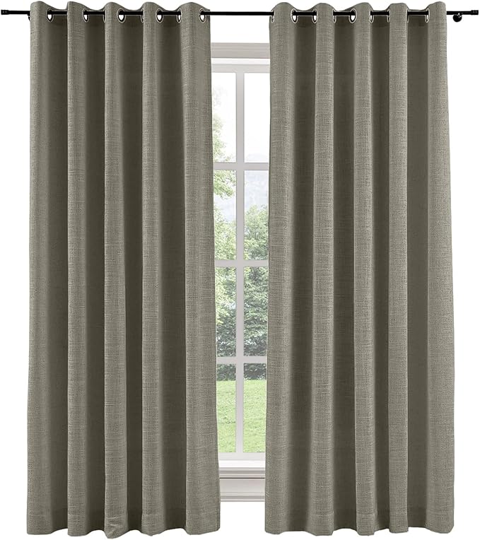 ChadMade Morden Grommet Nutral Linen Solid Color Drape 96 Inches Long Room Darkening Blackout Curtain for Bedroom Girls Room Boys Room Baby's Room Nursey 50Wx96L, 1 Panel, Sepia, Tallis Collection