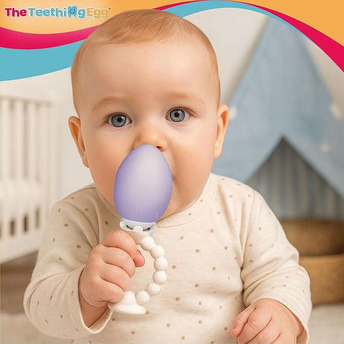 The Teething Egg and Grippie Ring - Baby Development Toys, Teether for 3, 4, 6, 12 Up to 18 Months Old Boy or Girl, Sensory Toys, A Baby Registry Must Have, Pink