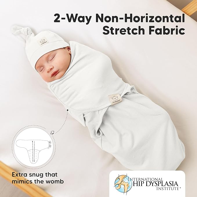 KeaBabies 3-Pack Swaddles for Newborns, Girls, Boys with Hats - Organic Soft Baby Sleep Sacks, Breathable Baby Swaddle 3-6 Months Beanies Set, Premie Infant Sleep Sack 0-3 Months (Soft White)