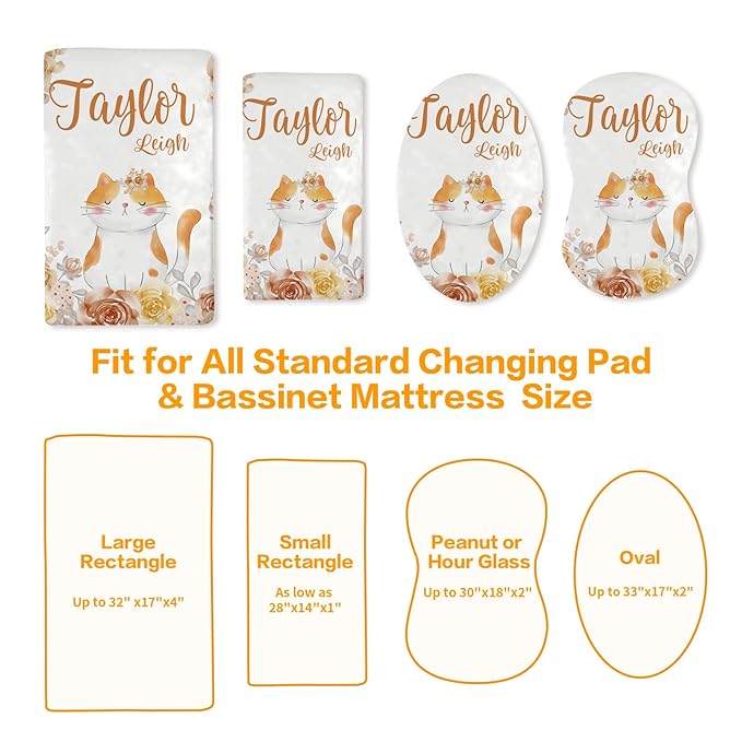 Custom Changing Pad Cover Set - Jersey Knit Ultra Soft Unisex Waterproof Diaper Changing Table Covers with Personalized Name for Baby Boys Girls - Comfy Cozy 2 Pcs Set Style08