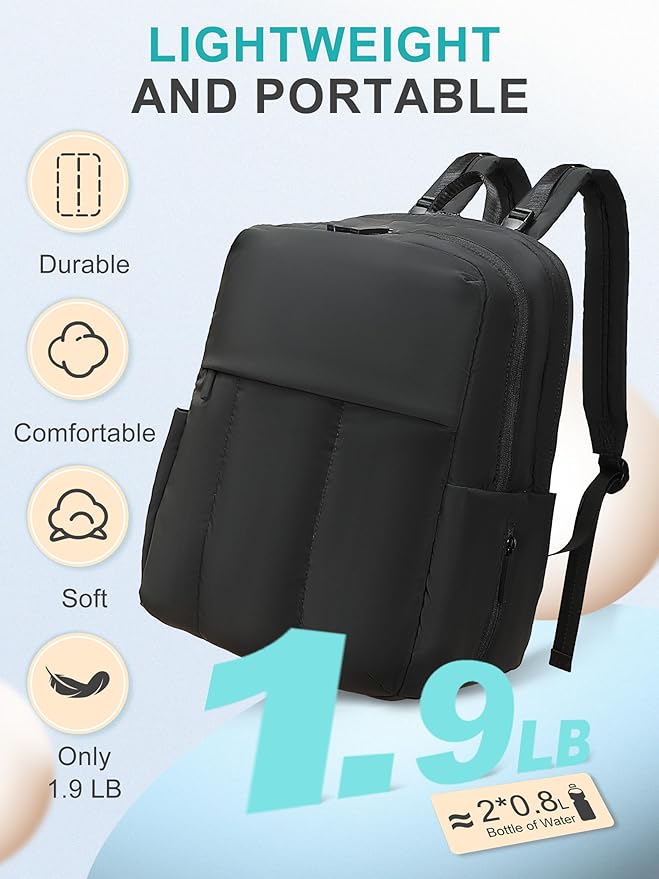 MOMINSIDE Diaper Bag Backpack - Extra Large Puffer Diaper Bag - Neoprene Diaper Bag Quilted Baby Bag for 2 Kids Boys Girls, Large Changing Pad, 15 Pockets, Black
