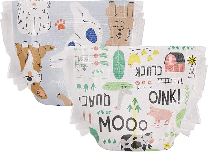 The Honest Company Comfort Dry Disposable Diapers Plant-Based Sustainable Barnyard Babies and It’s A Pawty Club Box Size 7 41and lbs 36 Count