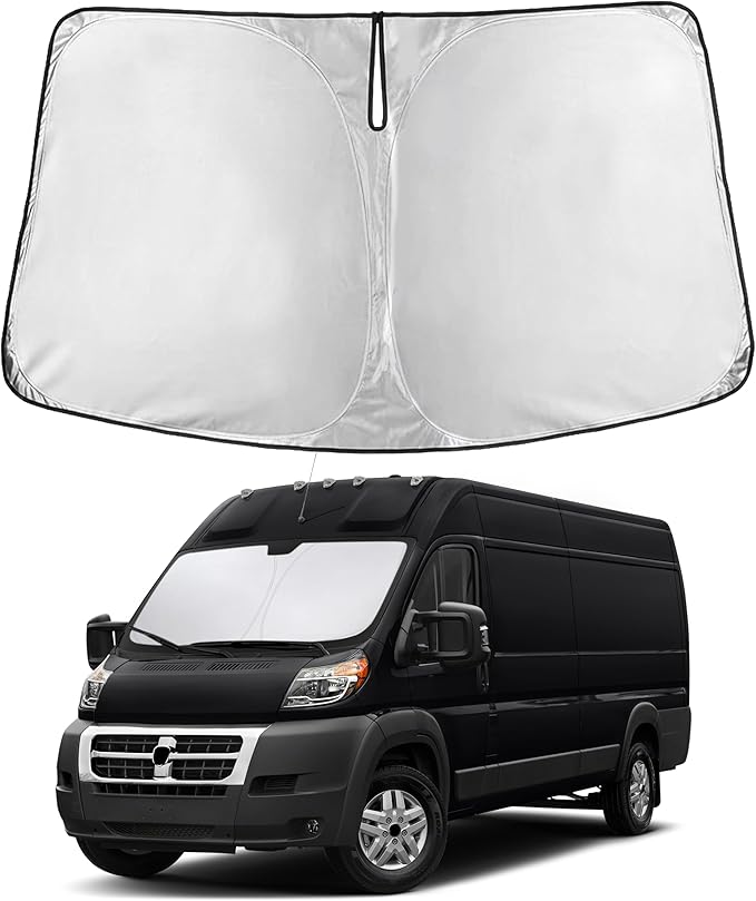 Econour Windshield Sunshade for Dodge Ram ProMaster 2014-2024 2025 2026, Sun Visor for Front Windshield & Window Sun Shade Cover, UV Heat Blocker & Protector, Car Accessories