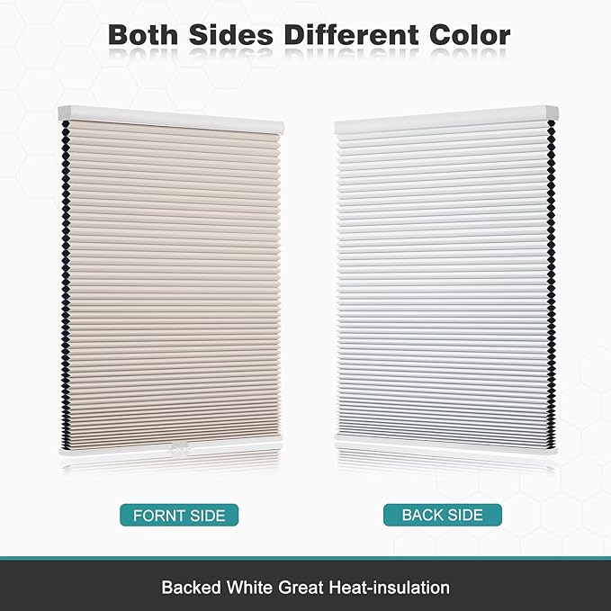 Changshade Cordless Cellular Shades, Blackout Honeycomb Shades for Windows, Pull Down Pleated Blinds, Easy to Install for Indoor Windows and French Doors,27.5" W x 72" H, Beige