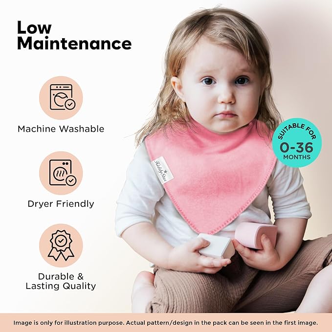 KiddyStar Organic Cotton Baby Bibs for Boys & Girls – Soft, Absorbent Teething & Drool Bibs - Adjustable Snaps for Toddlers