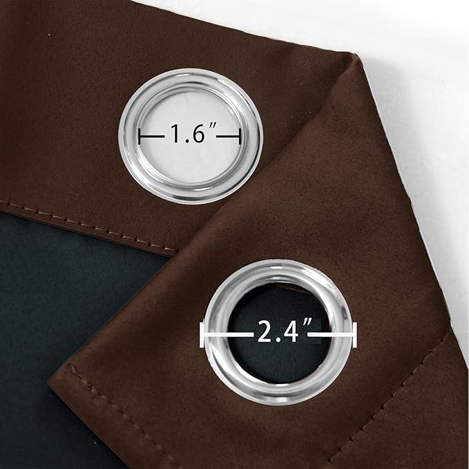 LEMOMO 100% Blackout Curtains 52 x 72 Inch Chocolate Brown Curtains 2 Panels Darkening Thermal Insulated Bedroom Curtains