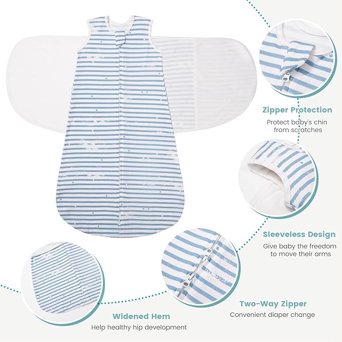 LILBESTIE Baby Swaddle Sleep Sack, 1.0 Tog New-Parent-Friendly Swaddle for Newborns & infant 6-12 Months Baby Wearable Blanket Reduce Startle Reflex, Newborn Boys Girls Registry Essentials