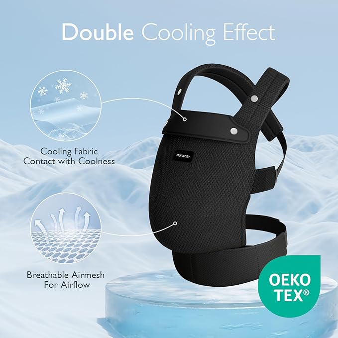 Momcozy Breathable Mesh Baby Carrier, Ergonomic and Lightweight Infant Carrier for 7-45lbs with Enhanced Lumbar Support, All Day Comfort for Hands-Free Parenting, Air Mesh-Black