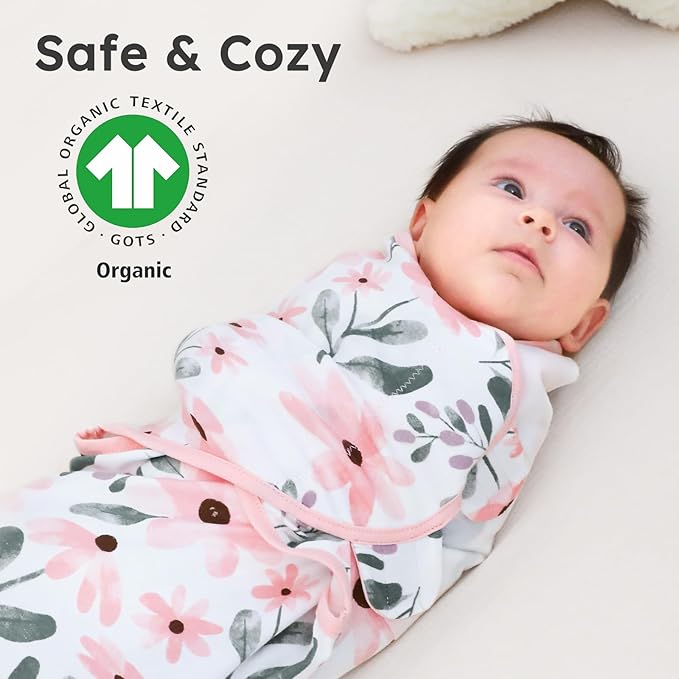Yoofoss Baby Swaddles for Newborns 100% Organic Cotton, Adjustable Swaddle Sleep Sack 0-3 Months Newborn Swaddle Sack, Breathable Soft(Small)