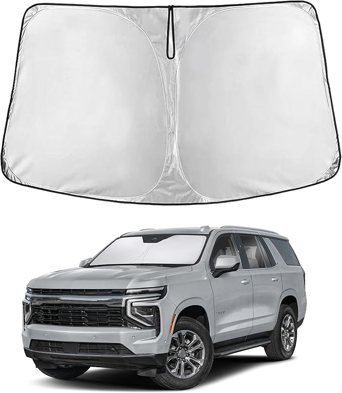 EcoNour Custom Windshield Sun Shade for Chevrolet Tahoe 2021–2026 | Full-Size SUV Front Window Heat & UV Shield | Foldable Multi-Layer Sun Cover