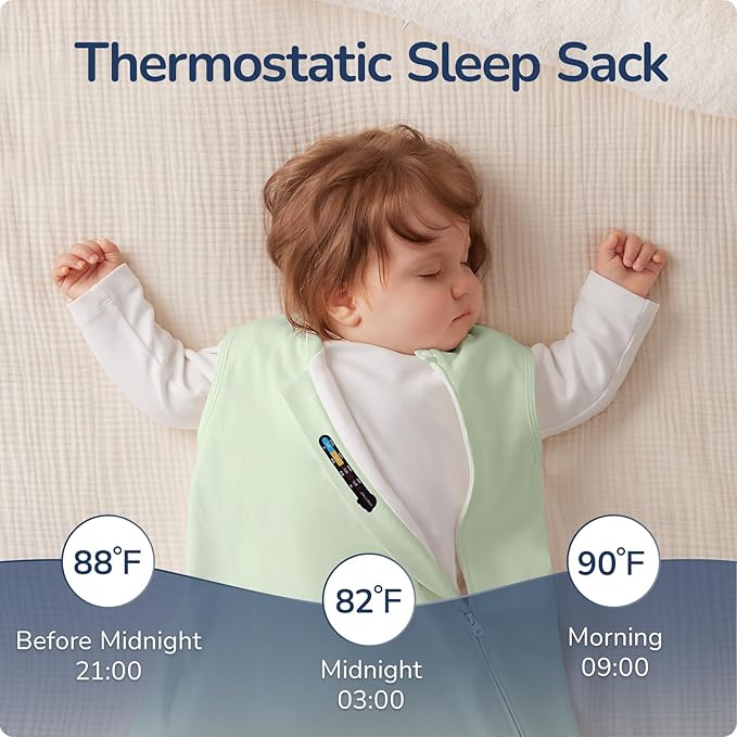 usbettas 1.0 Tog 2.5 Tog Baby Sleep Sack, 100% Cotton Baby Sleeping Bag 3-24M, 2-Way Zipper Baby Wearable Blanket
