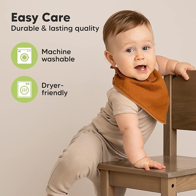 KeaBabies 8-Pack Organic Baby Bandana Bibs for Boys, Girls - Super Absorbent Triangle Baby Bibs for Drooling and Teething Infant, 100% Cotton Extra Soft for Newborn, Infant 0-36 Months (Basics)