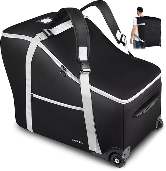 Infant Car Seat Travel Bag Backpack for Airplane, Fits Doona Car Seat Stroller and Base, Padded Carseat Cover for Air Travel, Nuna Pipa Car Seat Travel Bag with Wheels