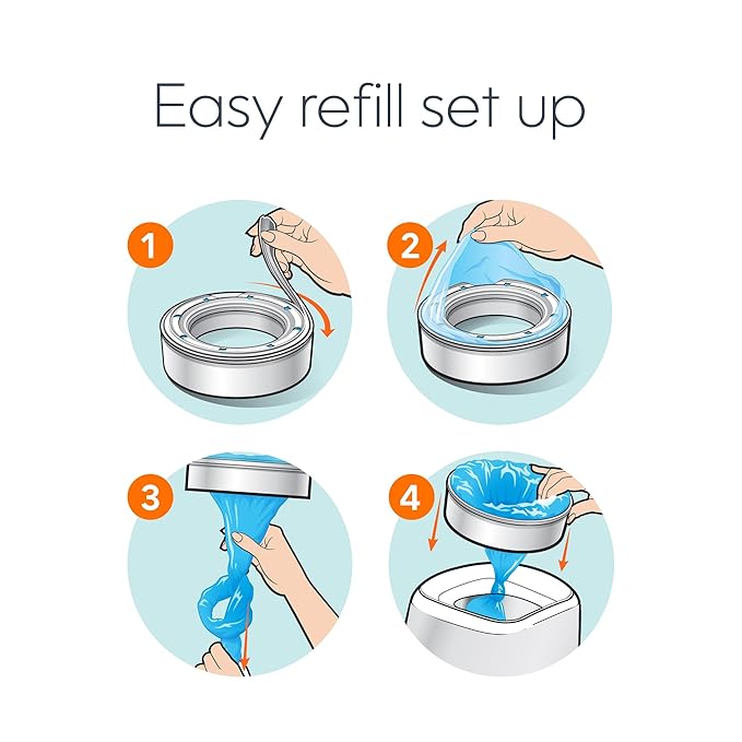 Diaper Genie Bags Refills 240 Count (Pack of 1) with Max Odor Lock | Holds Up to 1,200 Newborn Diapers | Fits Diaper Genie Complete