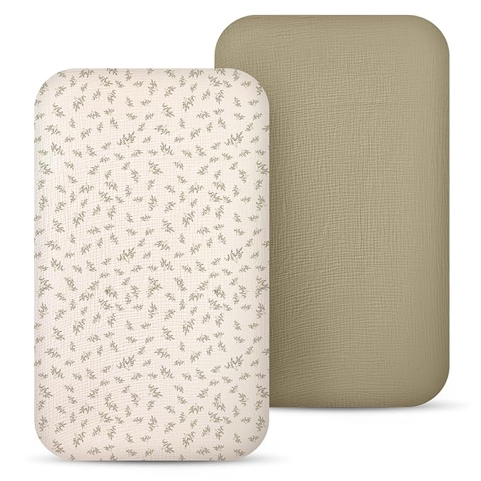 lulumoon Muslin Bassinet Sheets Baby: Cotton Bedside Sleeper Bassinet Sheets Fitted for MiClassic & Milliard Bassinet