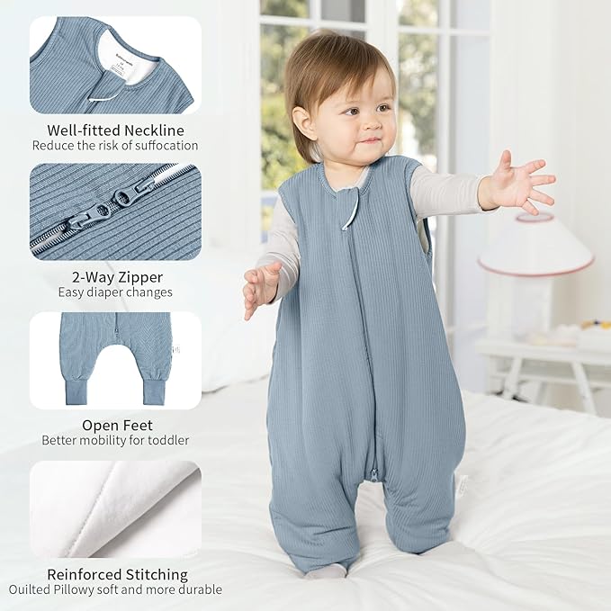BubblePanda Rayon Made from Bamboo Toddler Sleep Sack with Feet 3t-4t 1.0 Tog Breathable Sleep Sack 36-48 Months Ultra Soft Baby Wearable Blanket with Legs Unisex Sleeping Bag with 2-Way Zipper