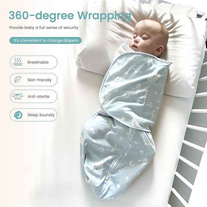 LILBESTIE Baby Swaddle Sleep Sack, 1.0 Tog New-Parent-Friendly Swaddle for Newborns & infant 0-3 Months Baby Wearable Blanket Reduce Startle Reflex, Newborn Boys Girls Registry Essentials