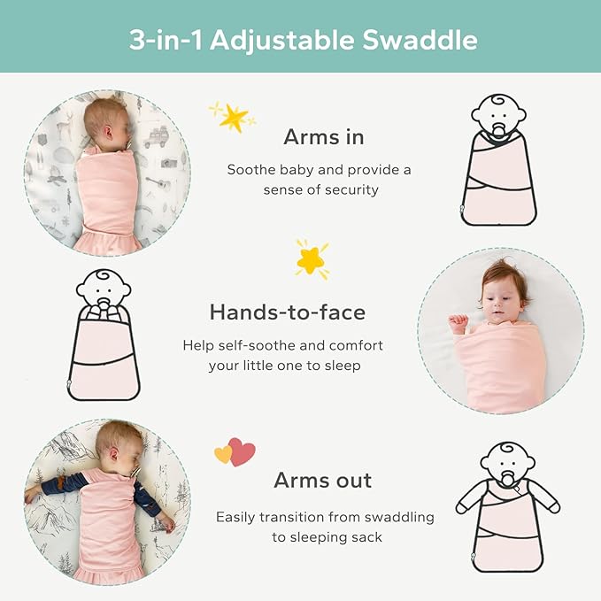 LILBESTIE Baby Swaddle Sleep Sack, 1.0 Tog New-Parent-Friendly Swaddle for Newborns & infant 0-6 Months Baby Wearable Blanket Reduce Startle Reflex, Newborn Boys Girls Registry Essentials