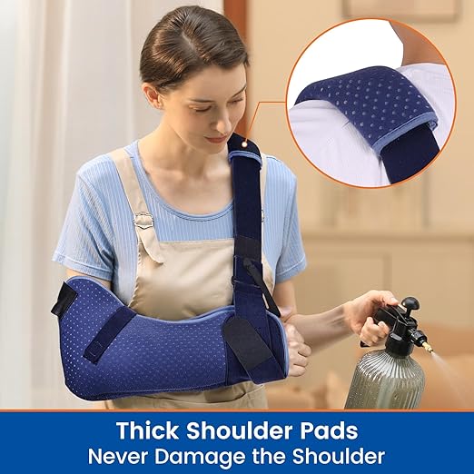 Arm Sling for Shoulder Injury with Waist Strap - Immobilizer Brace Support for Sleeping, Rotator Cuff Surgery (Comfort Version, Right, Small, 20-30.5 inch)