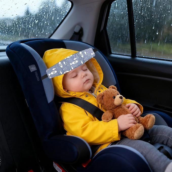 4 Pcs Baby Car Seat Head Support Toddler Infant Head Support Neck Relief Strap Headrest Sleeping Traveling for Kids Children Child Baby(Waves, Fish Bone, Little Fish, Cloud)
