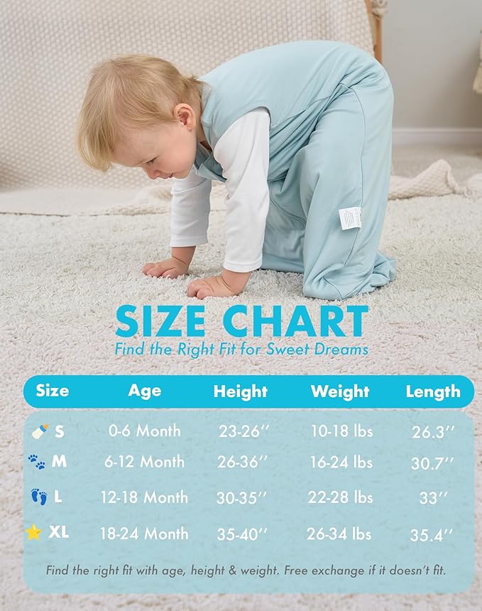FJORHAL Rayon Made from Bamboo Sleep Sack – TOG 1.0 Soft Wearable Blanket for Infants & Toddlers