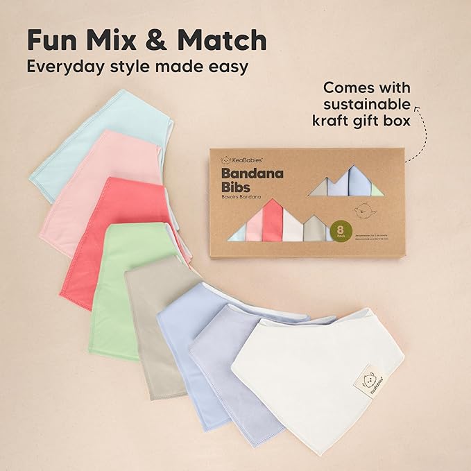 KeaBabies 8-Pack Organic Baby Bandana Bibs for Girls - Super Absorbent Triangle Baby Bibs for Drooling and Teething Infant, 100% Cotton Extra Soft for Newborn, Infant 0-36 Months (Spring)