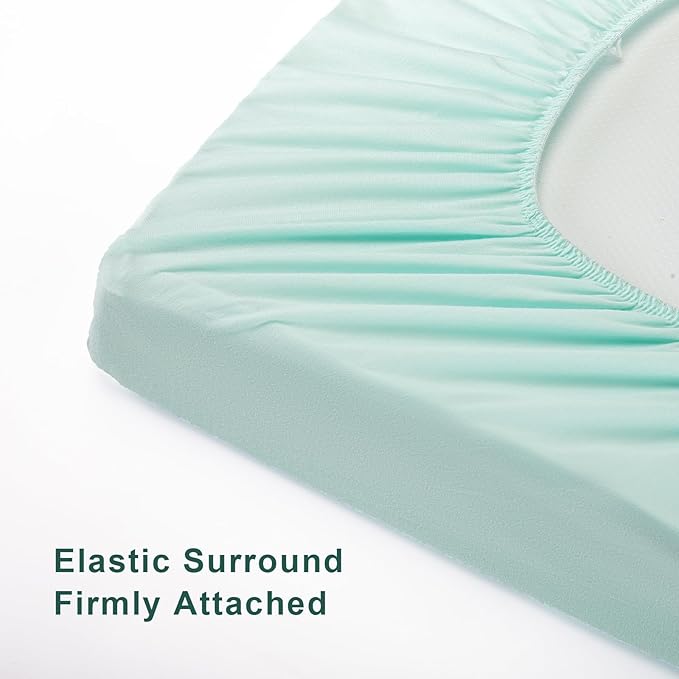 TILLYOU Changing Pad Cover Set in Soft Jersey Material - Fits 32"/34''x16 Contoured Pad for Babies, Lt Green & Lt Gray