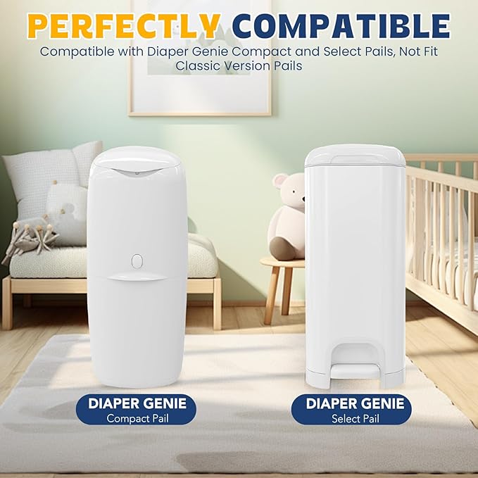 Diaper Pail Refill Bags,7-Layer Odor Prevention Technology,Thickened Design - Hold up to 810 Newborn-Sized Diaper Pail Bags- Pack of 2