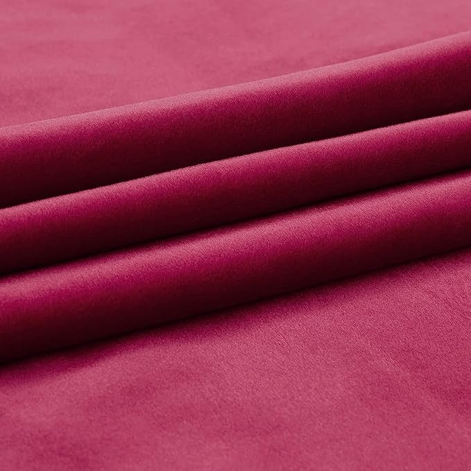 PRIMROSE Red Curtains 90 inch for Living Room Velvet Drapes Blackout Rod Pocket Back Tab Window Treatment Semi Room Darkening Decor Curtains for Bedroom Set of 2 Panels
